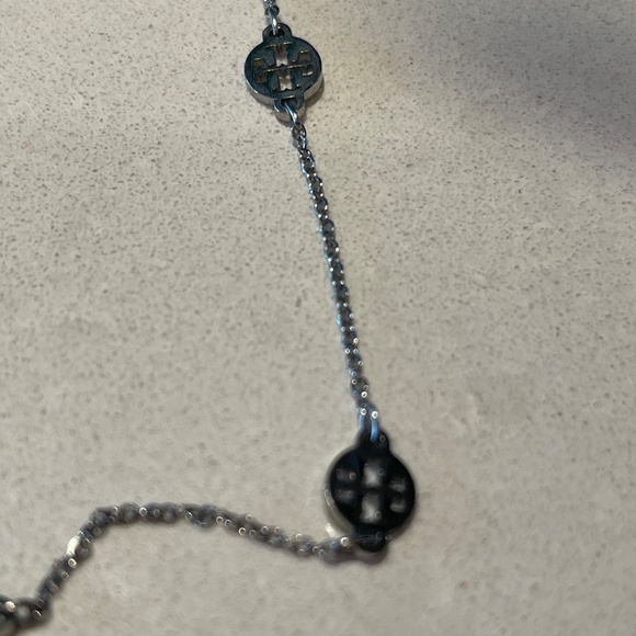 Tory Burch Miller Medallion Station Logo Silver Necklace - Picture 6 of 7